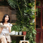 woman reading a book