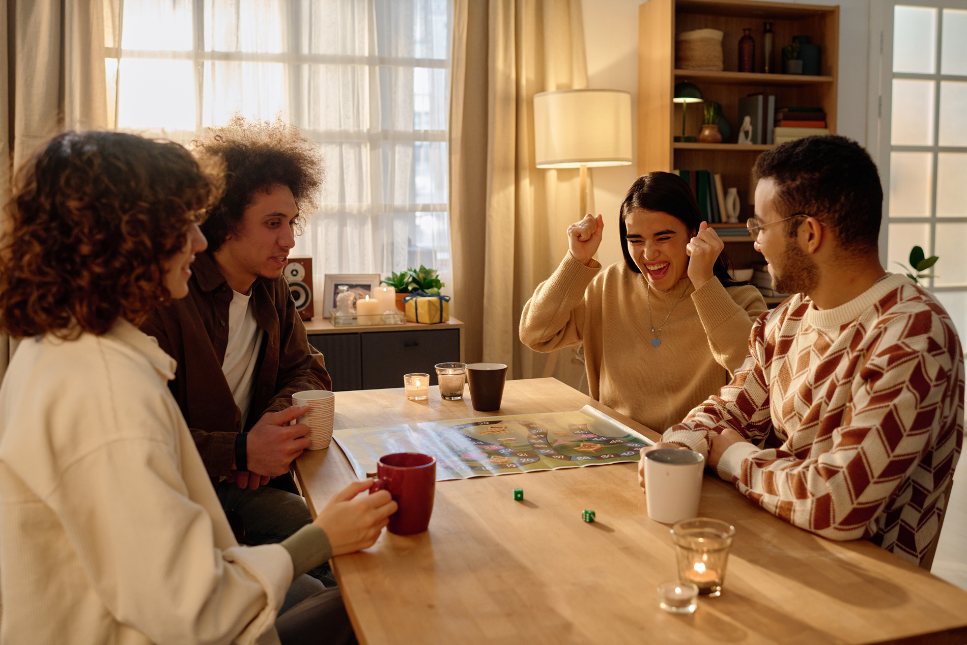woman playing board games with friends