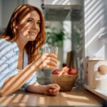 Woman drinking juice