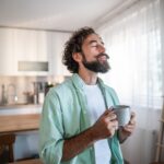 Man drinking coffee